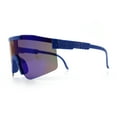 thumbnail image 6 of Boys Kid Size Large Shield Rimless Sport MTB Plastic Sunglasses Blue - Blue Mirror, 6 of 8
