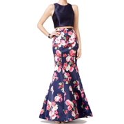 Xscape NEW Navy Blue Womens Size 2 Floral Print Mermaid Skirt Set