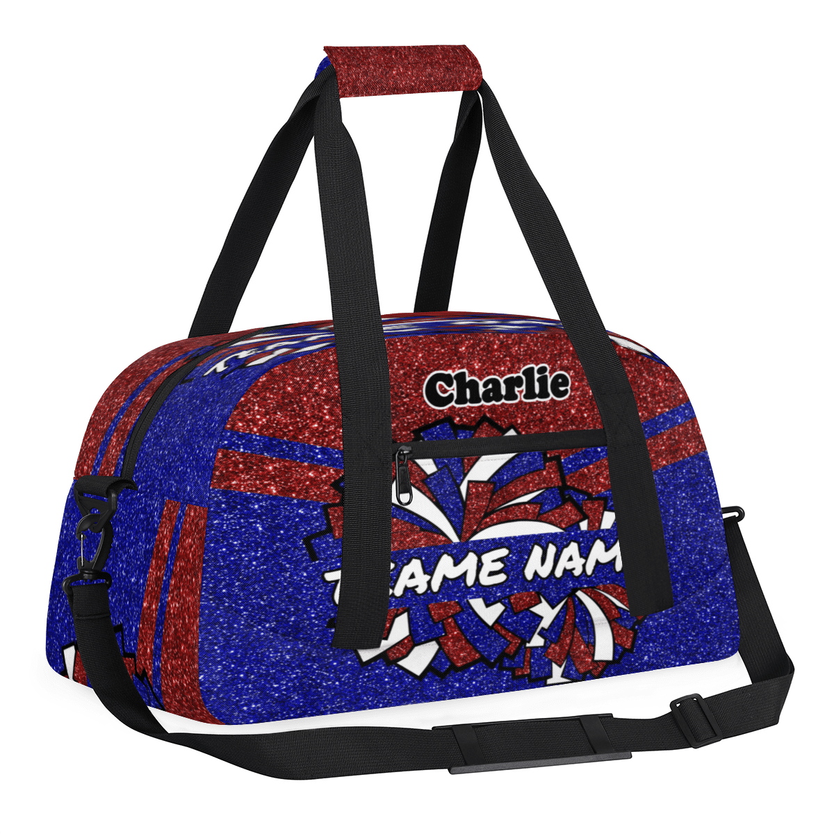 Personalized Cheerleader Bag Dance Bag for Girls, Custom Team Bag Gym Bag Sport Duffel Bag, Weekender Bags Travel Bag for Cheer Team Glitter Red Blue