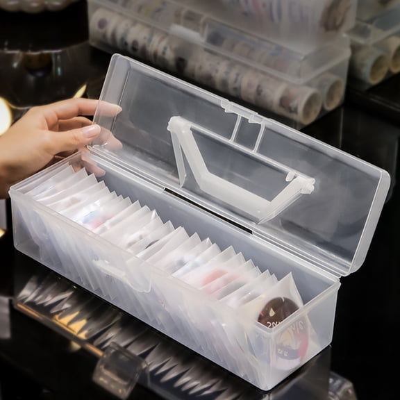 OUNONA Medal Organizer Plastic Storage Container with Dustproof Lid and Transparent Body
