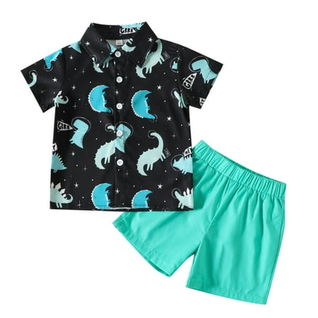 

Toddler Boys Fashion Outfits Baby Organic Clothes Boy Toddler Boys Short Sleeve Cartoon Dinosaur Prints T Shirt Tops Shorts Child Kids Gentleman Outfits