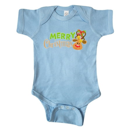 

Inktastic Merry Christmas Cute Reindeer Gift Baby Boy or Baby Girl Bodysuit