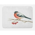 thumbnail image 1 of Rowan Bath Mat, Cute Wild Bird in Watercolors Sitting on Tree Branch Xmas Themed Artwork, Non-Slip Plush Mat Bathroom Kitchen Laundry Room Decor, 29.5 X 17.5 Inches, Coral Pale Grey Black, Ambesonne, 1 of 2