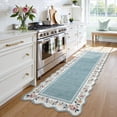 thumbnail image 5 of Lahome 2'x6' Scalloped Boho Floral Hallway Runner Rug 2x6ft Non-Slip, Washable Low-Pile,Soft Microfiber Carpet for Entryway Kitchen Laundry Bedroom,Blue, 5 of 9