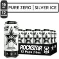 Rockstar Pure Zero Sugar Silver Ice Energy Drink 16 fl oz, 12 Pack Cans (Packaging May Vary