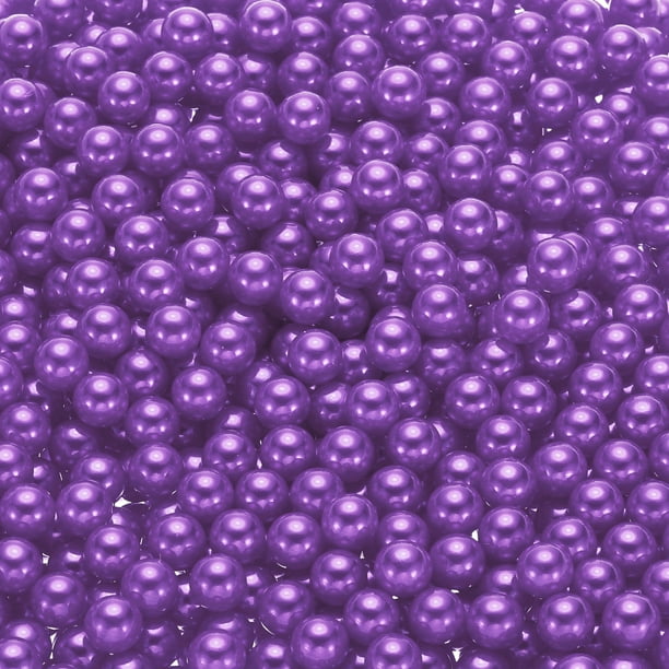 Uxcell 1000Pcs Perlas de Imitación para Manualidades, Perlas Redondas ABS de 8mm Sin Agujero para Cajas Cosméticas, DIY, Púrpura Profundo