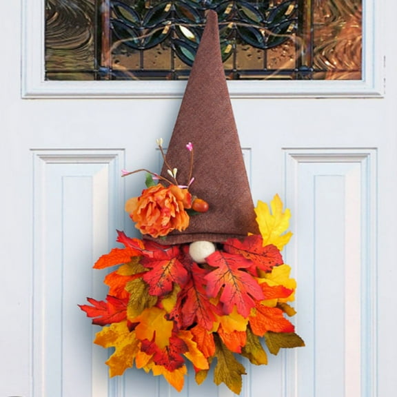 Fall Wreath for Door Decor,Fall Sign with Maple Leaf Fairy Autumn Harvest Thanksgiving Front Porch Wall Mantel
