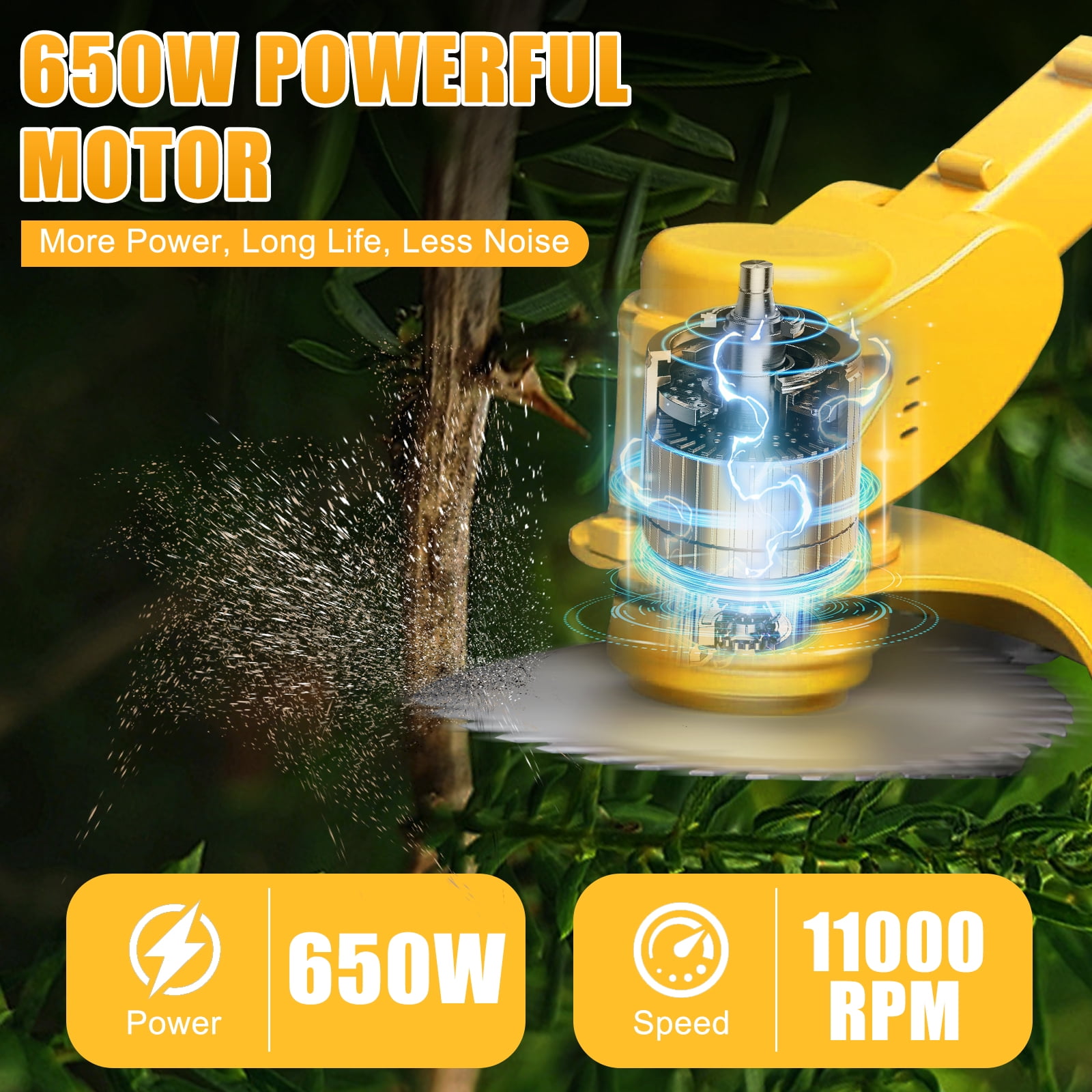 Also go 24V 3-in-1 Cordless Weed Wacker,11,000RPM, Electric String Trimmer with 2*2.0Ah Batteries,Adjustable Cutting Angle & Height for Lawn,Yellow