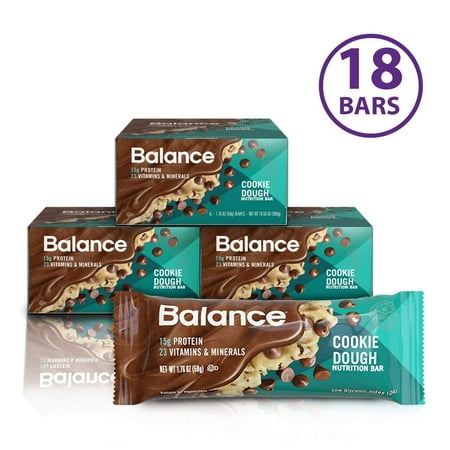 Balance Bar, Healthy Protein Snacks, Cookie Dough, 1.76 oz, Pack of Three 6-Count