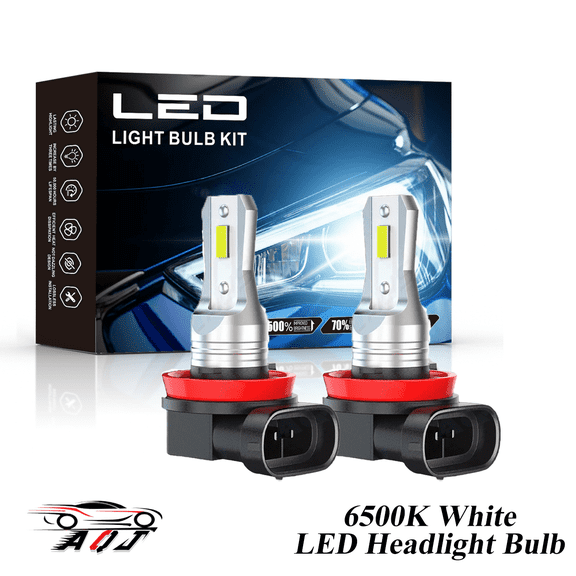 H9/H11 Headlight Bulb, 500% Brighter 10,000lm 6000K Cool White H9/H11 LED Headlight Bulbs for High/Low Beam, 1:1 Mini Size, Plug and Play, Pack of 2