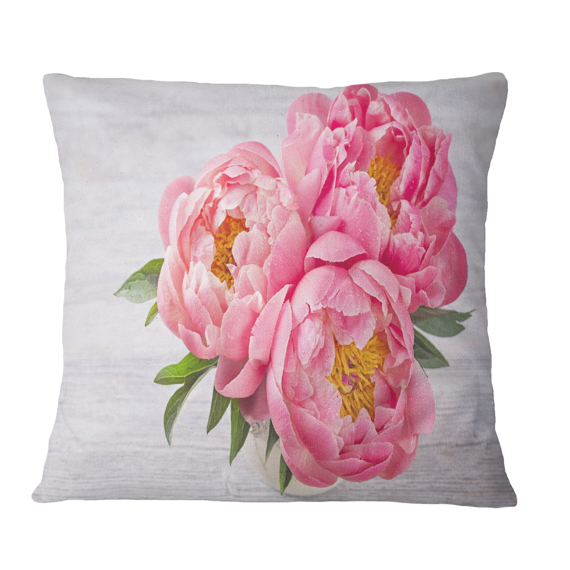 Designart Bunch of Peony Flowers In Vase - Floral Throw Pillow - 16x16