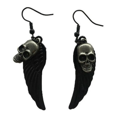 AkoaDa Punk Skull Angel Wings Earrings Exaggeration Vintage Studs Earrings Party Accessory Gothic Jewelry Earrings Gift