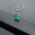 thumbnail image 3 of Gem Stone King 14K White Gold Green Simulated Emerald and White Diamond Pendant Necklace for Women (4.02 Cttw, Oval 12X10MM, with 18 inch Chain), 3 of 4