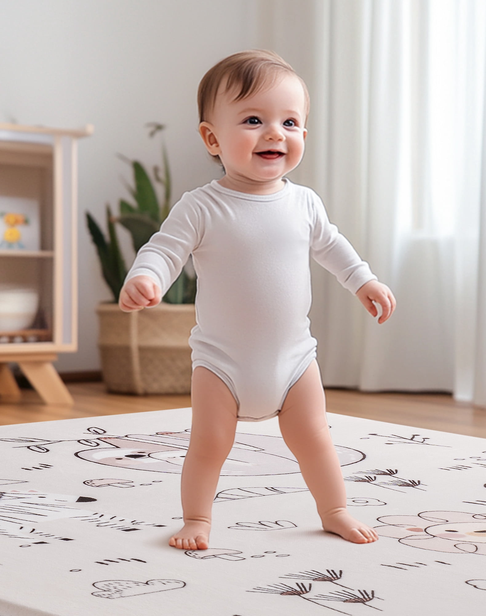 Robud Baby Play Mat,Coral sponge Playmat for Floor,50x50 in Large Waterproof Anti-Slip Activity Playmats,for Babies,Toddlers, Infants