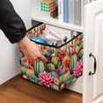 thumbnail image 5 of Cactus Foldable Storage Basket with Handle, 10.8"x10.5"x10.6", Large Capacity Organizer Bins, 5 of 6