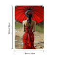 thumbnail image 2 of Vintage 8" x 12" Metal Wall Art - Elegant Traditional Attire with Red Umbrella and Floral Design, Retro Aluminum Decor for Home Bar or Club, Metal Wall Art Decor, 2 of 8