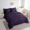 thumbnail image 3 of Homewish Baroque Floral 7-Piece Twin Bedding Sets,Spooky Ghothic Skeleton Bedding Comforter Set,Black Purple Sheet Sets For Adults,Ultra Soft Bedroom Decoration Reversible, 3 of 8