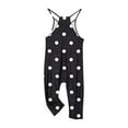 thumbnail image 4 of Odeerbi Kids Girls Summer Jumpsuit Dots Print Bib Overalls Casual Sleeveless Rompers Long Pants with Pockets 5-14 Years Black, 4 of 5