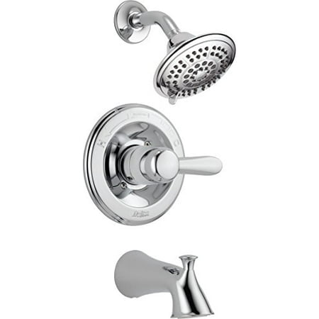Delta Faucet Lahara 14 Series Single-Function Tub and Shower Trim Kit with 5-Spray Touch-Clean Shower Head Chrome T14438 (Valve Not Included)