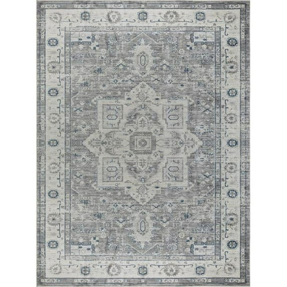 Pasargad Home  Pasargad Home Turkish Heritage Oriental Fabric Grey Area Rug - Grey - 4' 0' X 6' 0'