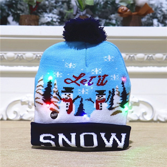 LSLJS Christmas Decoration Supplies, Christmas Decorations Knitted Christmas Hats Colorful Luminous Knitted Hats High-End Christmas Hats for The Elderly, Christmas Decorations