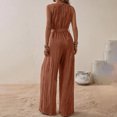 thumbnail image 4 of UAMVSH Rompers for Women Wrap Summer Front V-Neck Wide Strap Jumpsuit with Belt Soft Wide Leg Sleeveless Long Onesie Clothes, 4 of 5