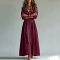 thumbnail image 7 of Guieoi Womens Dresses Fall Plus Size V-Neck Loose Casual Short-Sleeve Button-Down Dress Red L, 7 of 7