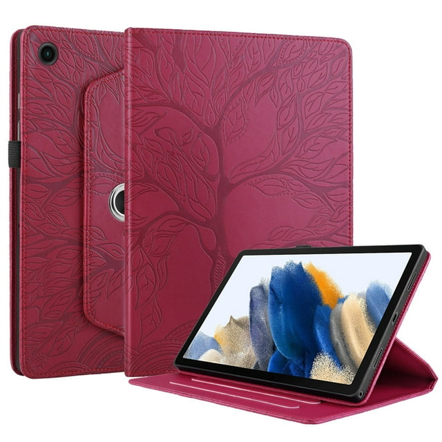 Étui Rotatif à 360 pour Samsung Galaxy Tab A9 A9+ Étui 8,7 11 Pouces 2023 Étui Embossé Arbre Funda pour Galaxy Tab A9 Housse de Tablette Rouge Tab A9 8,7 Pouces