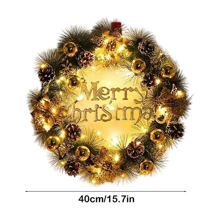 Red Co. 13.5" Golden Spiral Christmas Card Holder Wreath With Pine & Berries - Wall Mount Decor