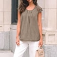 thumbnail image 7 of Womens Lace Tops Pleated Short Sleeve Shirts Summer Business Casual Dressy Blouses Khaki 2XL, 7 of 7