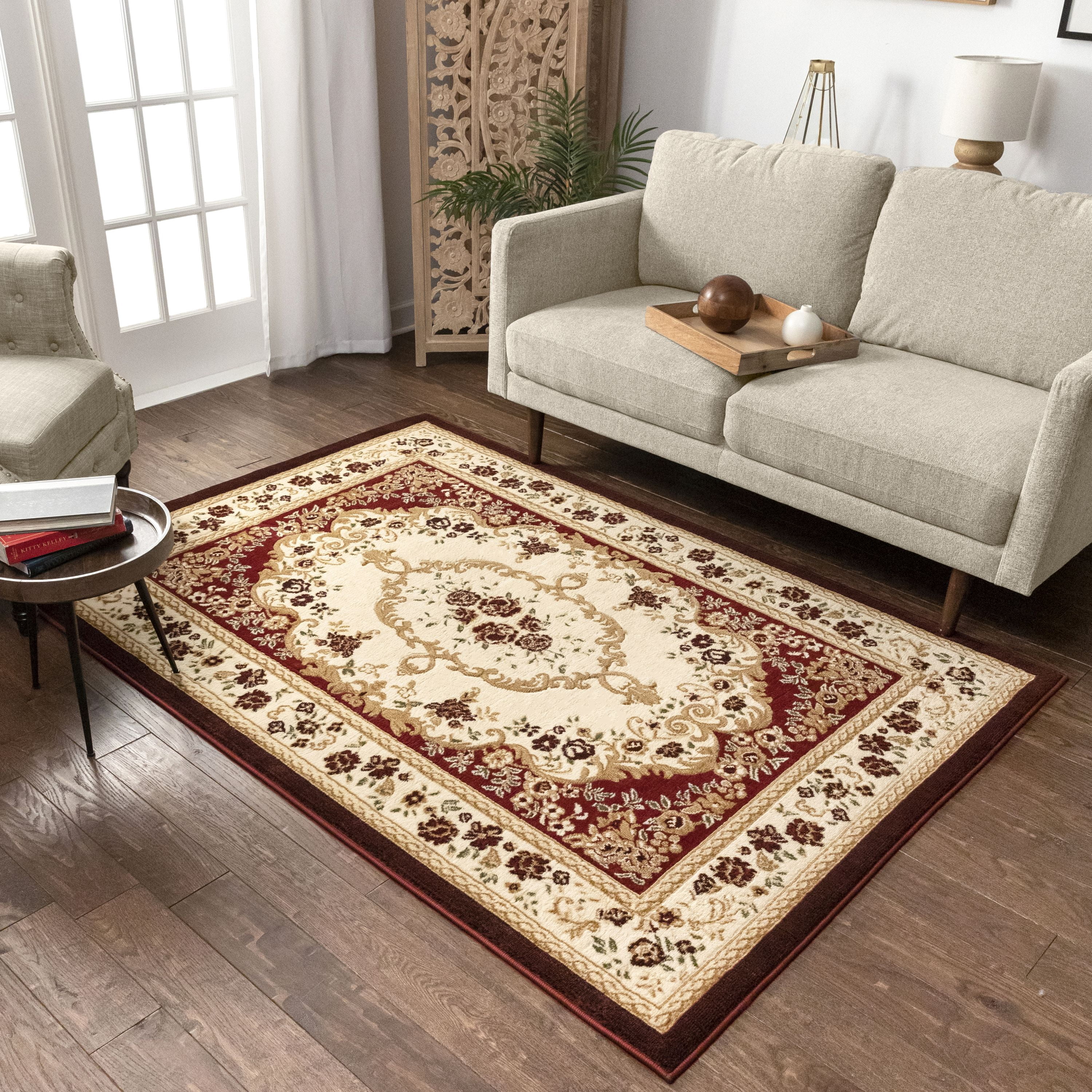 Well Woven Dulcet Oriental Contemporary Damask French Area Rugs, Beige
