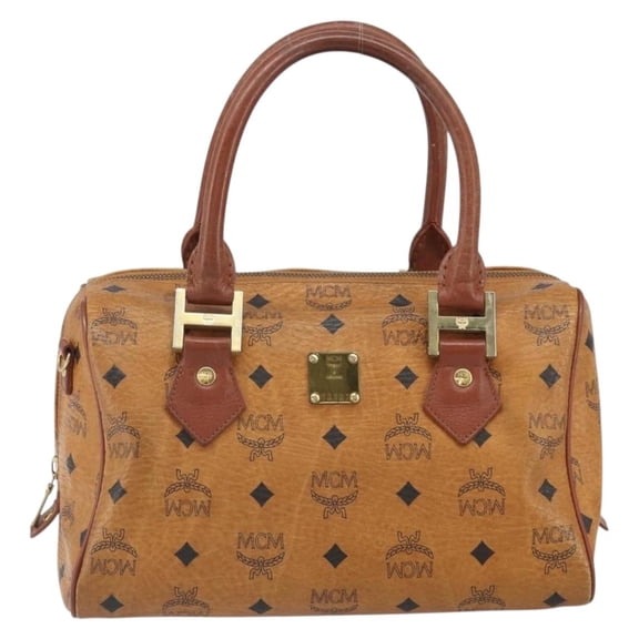 Pre-Owned MCM Visetos Logogramme Leather Brown Leather Handbag