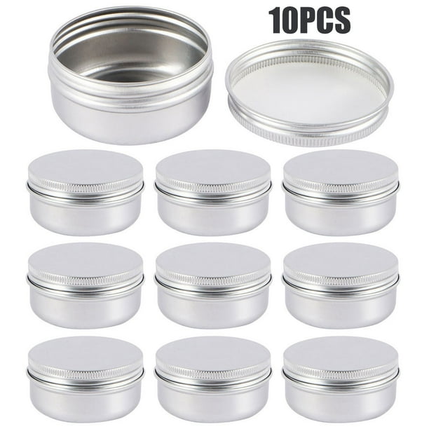 Muyoka Frascos de lata vacíos, mini latas de metal con tapa de rosca, recipientes redondos de muestra de cosméticos con tapas para bálsamo labial, cosméticos, dulces, joyas, té, manualidades (100 ml, Muyoka Hogar