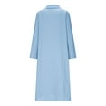 thumbnail image 6 of Women Fall Long Sleeve Maxi Dress Casual Button Down Mock Neck Flowy A-Line Dresses Plus Size Cotton Linen Dress, 6 of 8