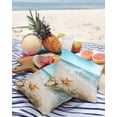 thumbnail image 4 of Outdoor Throw Pillow Cover Beach Coastal Scenery Seashell and Starfish Waterproof Cushion Covers 2 Pack Ocean Sand and Sea Wave Pillow Cases Home Decoration for Patio Garden Couch Sofa, 4 of 7