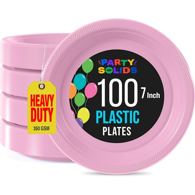 Assiettes en Plastique Roses Exquises Jetables 7 Pouces Assiettes de Souper en Plastique Roses 100 Pcs Assiettes Jetables Roses Assiettes en Plastique pour Fête Assiettes Jetables Robustes 350 G/m2 Assiettes Roses pour Fête.