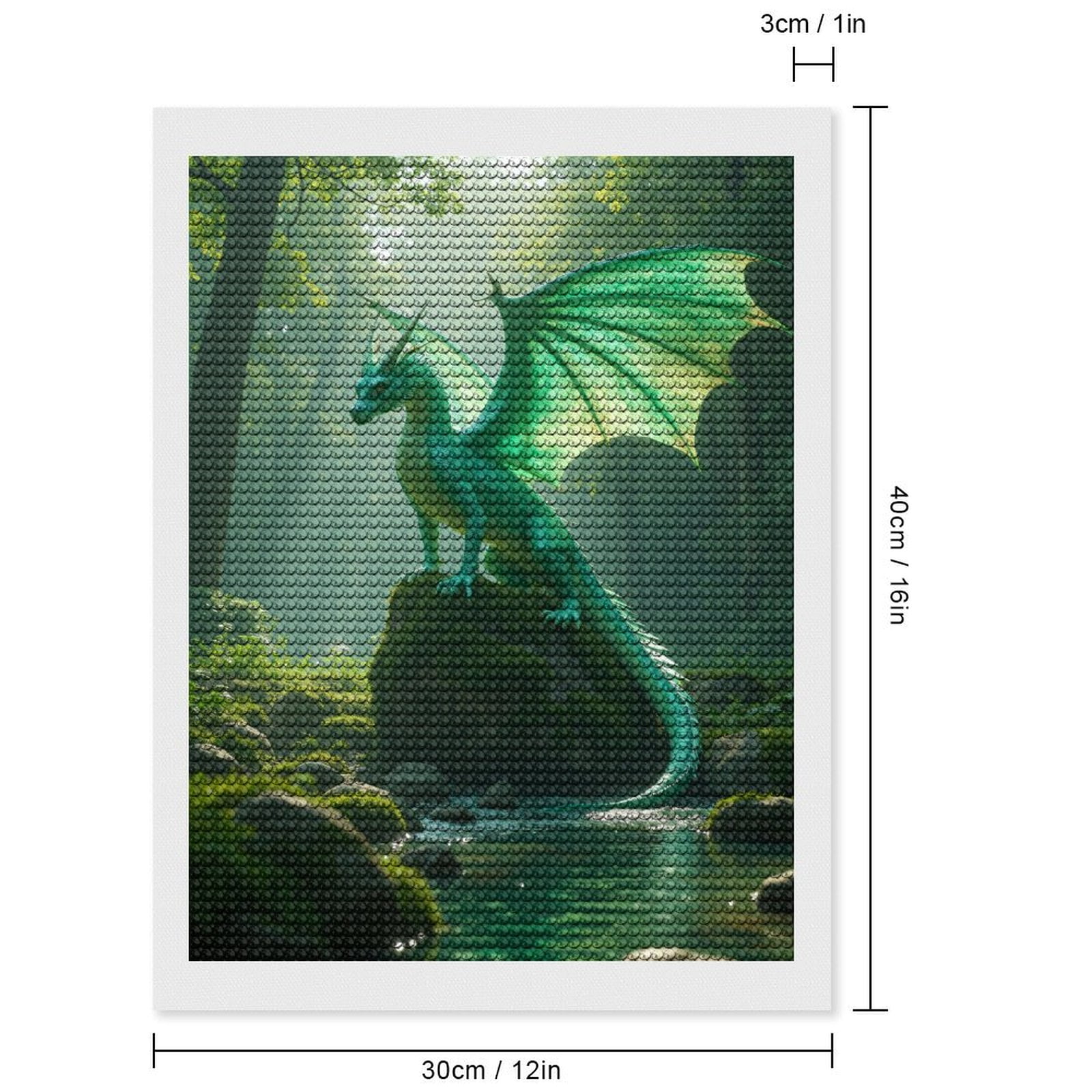 Diamond Art Kits for Adults, Green Dragon Forest Serenity 5D Diamond Painting Kits for Adults Beginners, DIY Full Drill Diamond Painting, Gem Art and Crafts 12x16