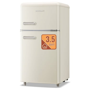 DEMULLER Double Door Mini Fridge with Freezer Small Refrigerator Side Door Wire Rack White New