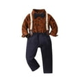 thumbnail image 3 of lcziwo Infant Baby Gentleman Outfits Long Sleeve Plaid Shirts and Suspender Pants Wedding Matching Sets with Bowtie, Brown, 150, 3 of 4