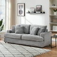 thumbnail image 3 of 3 Seater Corduroy With 4 Pillows, Cozy, Gray Spacious Couch, 3 of 5