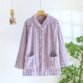 thumbnail image 4 of Betivan Women's Fleece Bed Jacket Stylish Notched Collar, Long Sleeves, Front Pockets, Button Front, 4 of 6