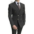 thumbnail image 5 of 2023 Casual Sky Blue Men Suits Double Brested  Lapel  Gold Button Groom Wedding Tuxedos Best 2 Pcs Blazers Jacket Pants Set, 5 of 7