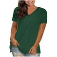 thumbnail image 2 of Trendy Tops for Women 2025 Women's Fashion Printed T Shirt 3/4 Sleeves Blouse Round Neck Casual Blouses for Women Army Green S, 2 of 8