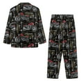 thumbnail image 4 of SCRAWLGOD Motorcycle Print Black 2 Pack Men's Pajama Set Long Sleeve Button Down Pajamas with Pockets Breathable Lightweight Notch Collar Sleepwear Casual Soft Loungewear, 4XL, 4 of 6
