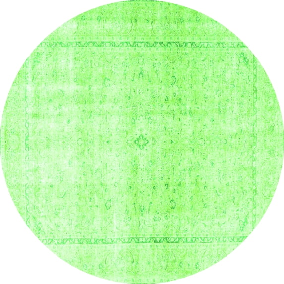 Ahgly Company Machine Washable Indoor Round Persian Green Traditional Area Rugs, 8' Round
