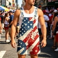 thumbnail image 5 of Toome Men's American Flag Overalls Shorts, 4th of July Patriotic Romper Jumpsuit with Adjustable Straps, Stars and Stripes Denim Bibs for Independence Day, Memorial Day, 5 of 8