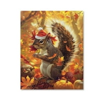 Strange Squirrel ,Thanksgiving Day Art Poster Canvas- Perfect for Wall Artrations, Dining Room Decor, Bedroom Art, Wall Decor Living Room, Wall Art, Frameless 12x16inch
