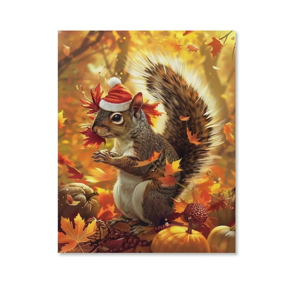 Strange Squirrel ,Thanksgiving Day Art Poster Canvas- Perfect for Wall Artrations, Dining Room Decor, Bedroom Art, Wall Decor Living Room, Wall Art, Frameless 12x16inch