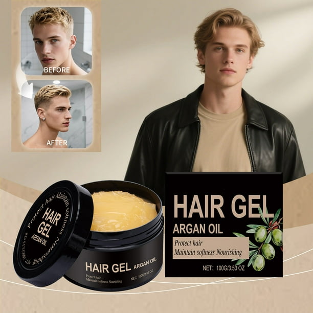 Pisexur Belleza Maquillaje Gel de peinado con aceite de nuez marroquí, no rígido, nutritivo, suave, rizado, para cabello liso, cuidado del cabello.para mujeres y hombres