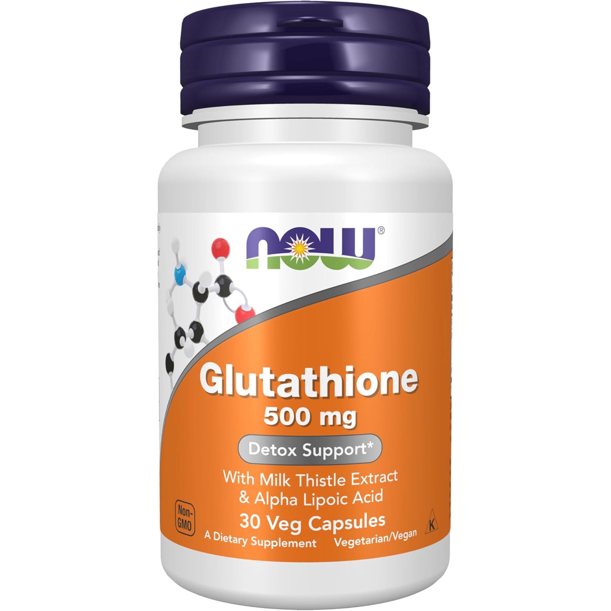 NOW Supplements, Glutathione 500 mg, With Milk Thistle Extract & Alpha Lipoic Acid, Free Radical Neutralizer*, 30 Veg Capsules